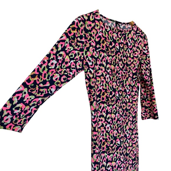 GoodTime USA Women's Navy Pink Leopard Print Knee Length Dress M Party/Cocktail - Picture 6 of 9
